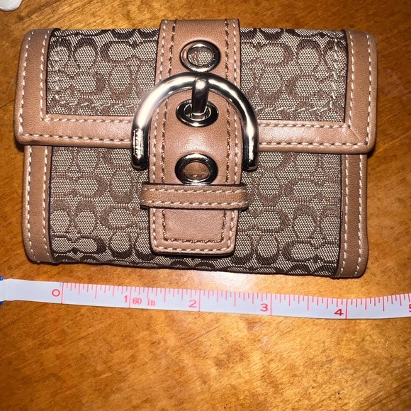 Coach Signature Buckle Wallet Brown Canvas & Leather Trim - Picture 9 of 10